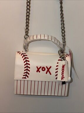 NWT-Viral Betsy Johnson White & Red Baseball Stitch 'XOX' Crossbody Bag